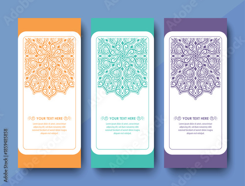 Detailed Colorful Decorative Mandala Pattern with Space for Text on Banner