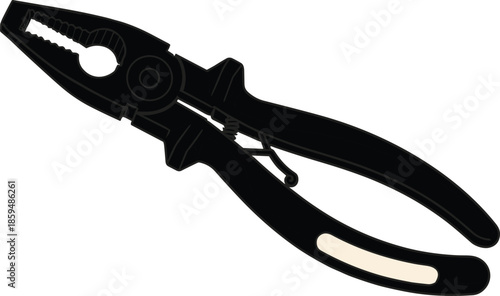 Combination pliers with insulated handles, gripping jaws, and cutting edge for electrical, mechanical, and DIY tool applications.