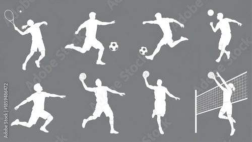 Landscape Architecture CAD People – Playing Sports Front, Side, Back View Vector