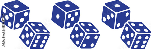 Dice icon set with all six faces in black color in outline style. Ludo game dice symbols in outline style. Set of six sides of a dice icon in black color. Dice icon concept vector illustration