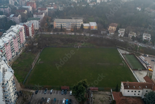 Belgrade, Serbia - December 20, 2025: The field of the Belgrade Football Club in Karaburma