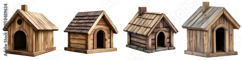Doghouse – A small shelter or house built for a dog to sleep or rest in. Isolated on Clear White Background Highly Detailed