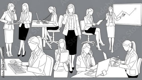 Business Women Working in Modern Office Environment