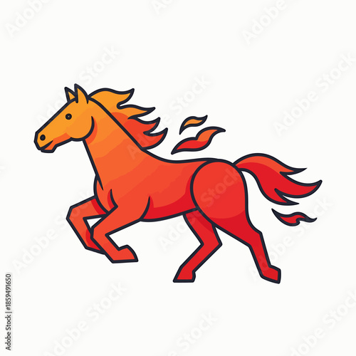 Dynamic illustration of a majestic, fiery horse in full gallop, symbolizing speed, power, and unbridled energy, perfect for sports, strength, or mythical themes
