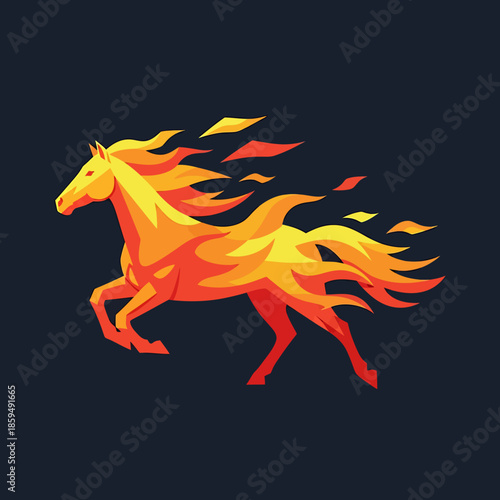 Fiery Horse Galloping Through Flames A Symbol of Power and Speed