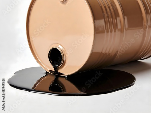 Oil spill from metal barrel