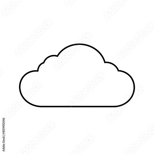A simple black and white outline illustration of a fluffy cumulus cloud shape against a plain white background
