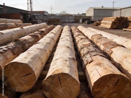 Logs in a lumber yard