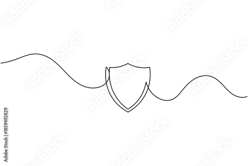Minimalist shield icon with flowing lines for security, protection, and safety
