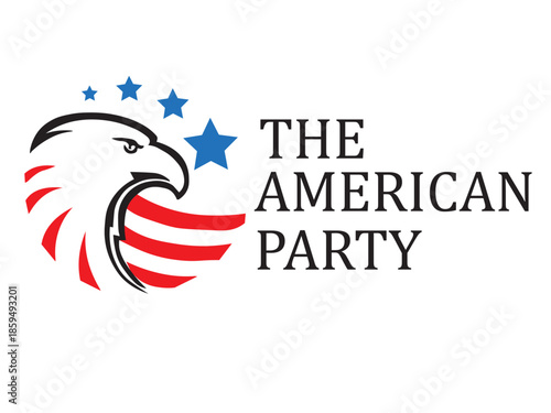 Patriotic Eagle Logo with Red White and Blue American Flag Elements
