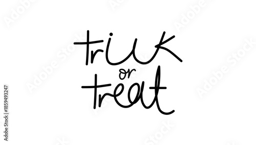 trick or treat inscription, black isolated silhouette
