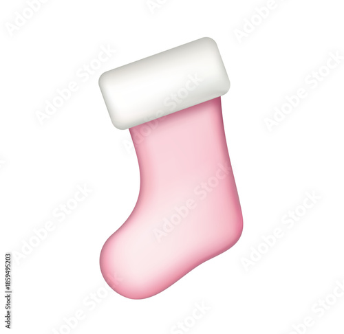 Christmas socks vector illustration isolated on white background. Pink Christmas stocking icon.