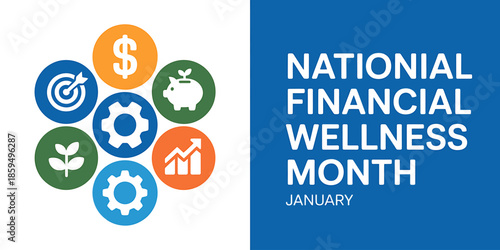 National Financial Wellness Month Symbols and Icons for January