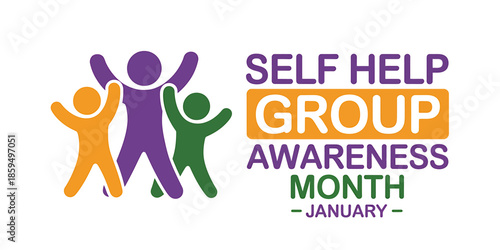 Self Help Group Awareness Month Symbol with Happy People