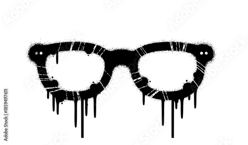 Stencil graffiti glasses symbol black spray vector illustration on white