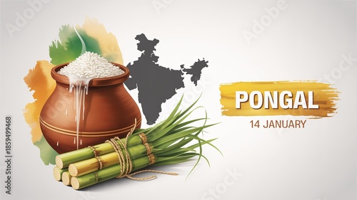 Pongal Harvest Festival Illustration