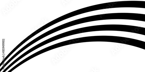 Black on white abstract perspective line wave stripes with 3d dimensional effect isolated on white.