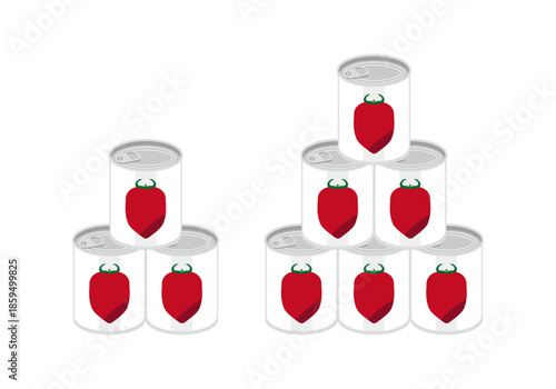 積み重ねたホールトマトの缶詰のイラスト