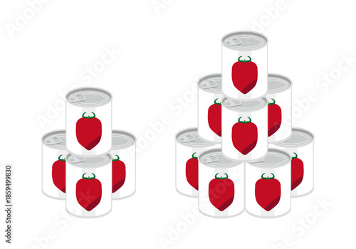 積み重ねたホールトマトの缶詰のイラスト