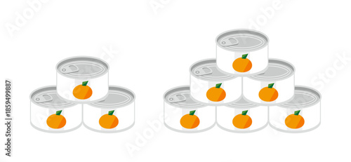 積み重ねたみかんの缶詰のイラスト　ミニサイズ