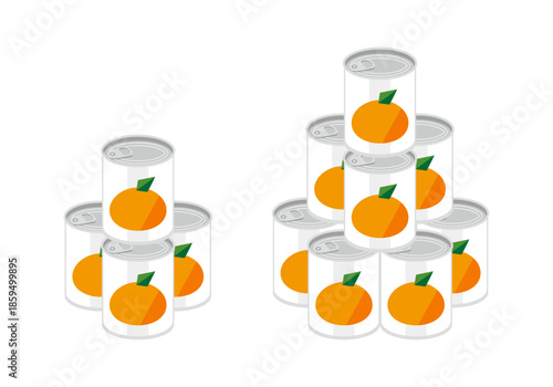 積み重ねたみかんの缶詰のイラスト