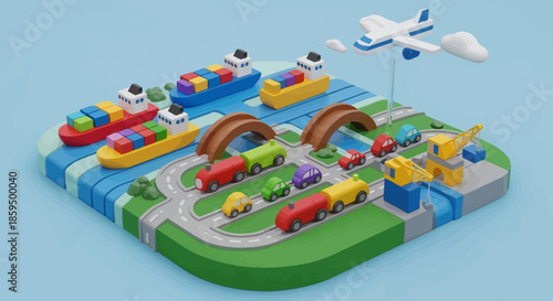 Colorful Kids Amusement Park Isometric Illustration