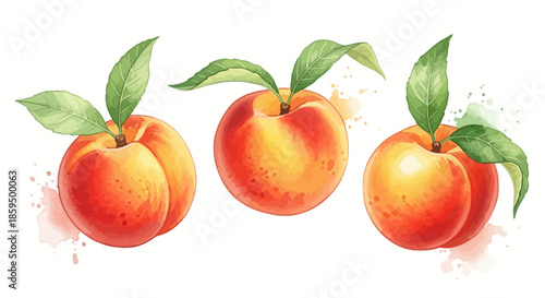 Fresh Peaches Watercolor Fruit Illustration