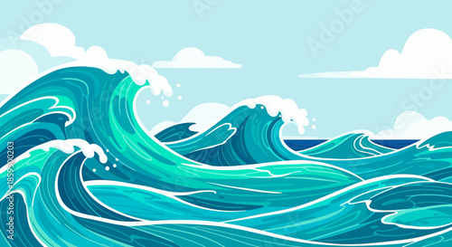 Rolling Ocean Surf Coastal Poster Art