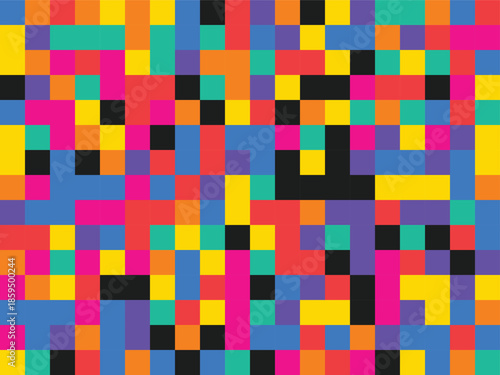 A vibrant colorful abstract background composed of many square blocks