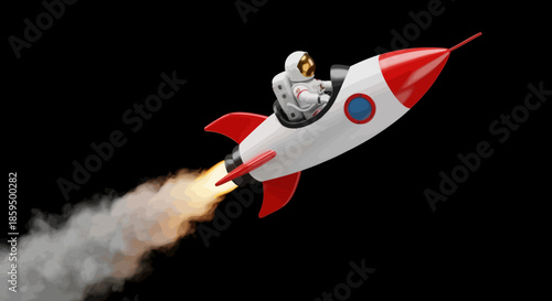 Astronaut Blasting Through Space Rocket Art