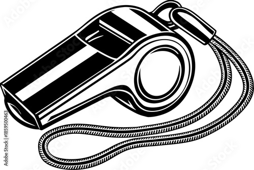 referee whistle silhouette icon isolated on white background