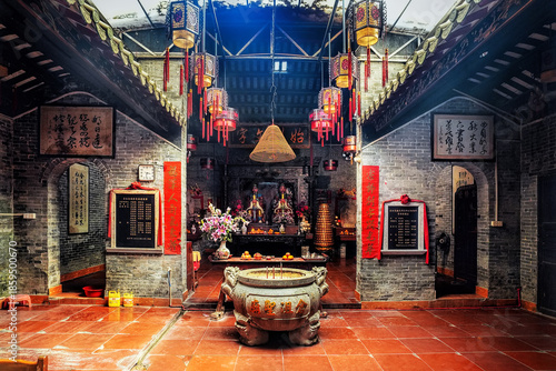 Foshan city, Guangdong, China. Huanglian ancient Village, Leliu Shunde District, adopts the architectural style of Lingnan water town and displays historical evolution and folk customs.
