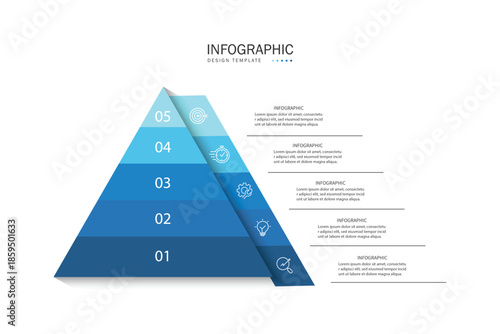 Infographics pyramid triangle business timeline 5 steps to success archetype.