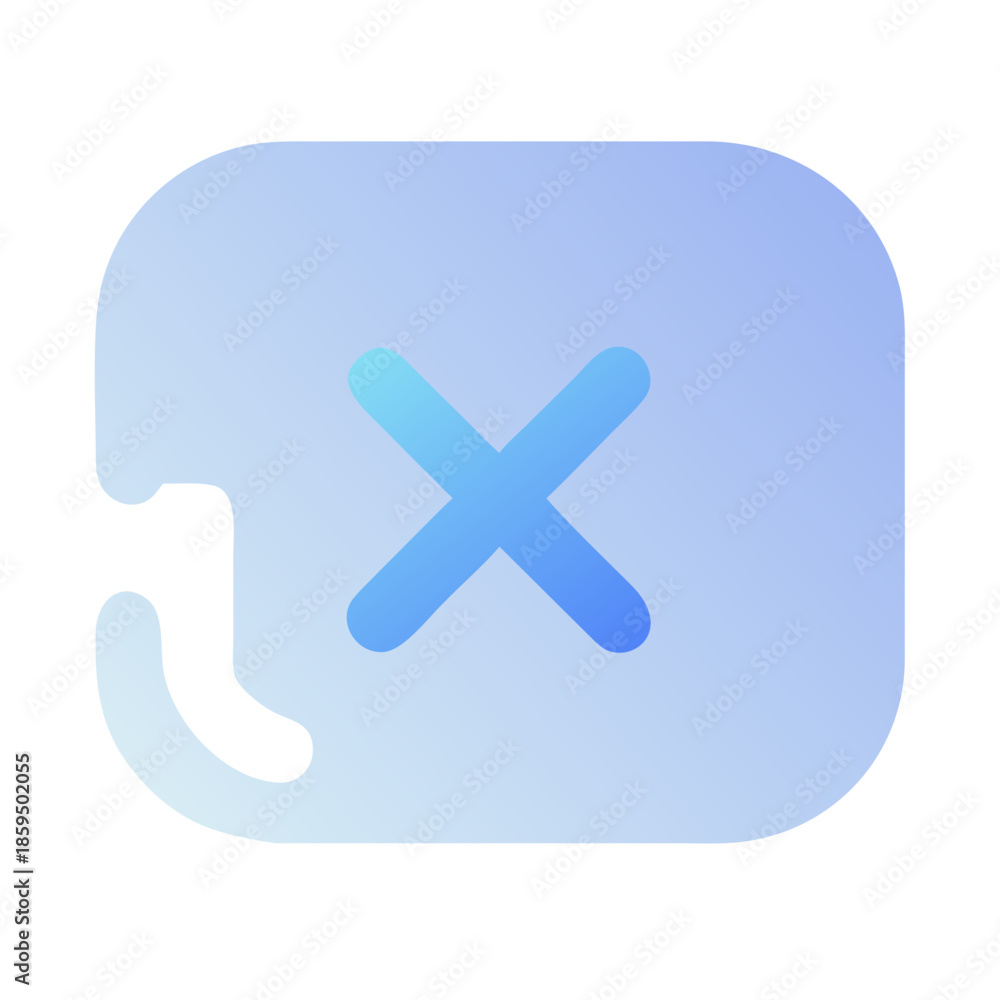 Obraz premium Blue phone icon with cancel symbol on gradient background