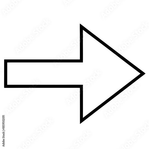 Modern black arrow pointing right on white background