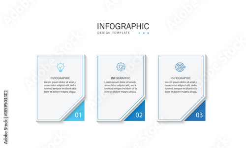 Infographic template design. 3 step timeline journey. Process diagram, 3 options on a white background, infographic elements, business, education, technology, modern vector illustration.