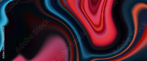 Vivid flowing color layers form a dynamic liquid-style composition with smooth curves and depth, creating an expressive modern visual suitable for bold creative layouts.