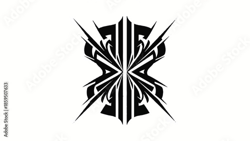 Intricate black abstract symmetric emblem design suitable for logos and branding.