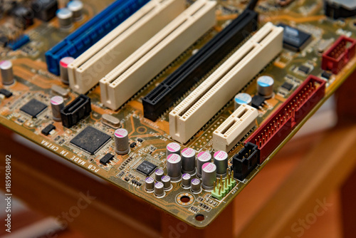 Belgrade, Serbia - december 20, 2025: Shows an ASUS P5K motherboard. Used and dusty motherboard.