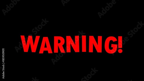 WARNING text animation with smooth wiggly motion and transparent background, ideal for , announcements, and modern video projects.