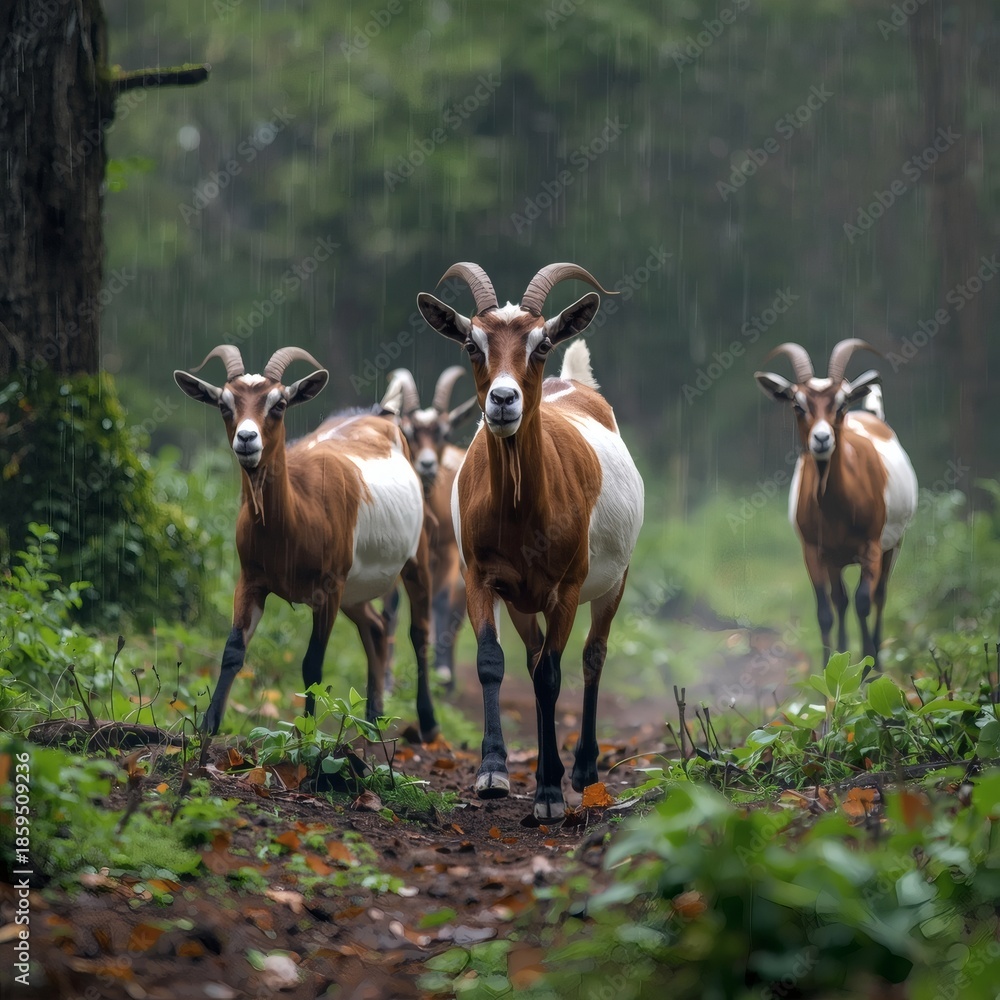 Fototapeta premium Goats found in the forest area.