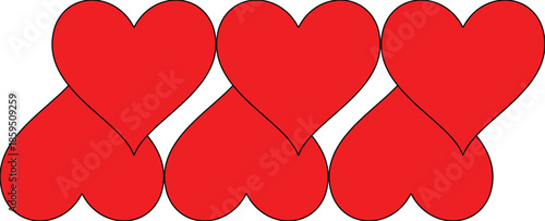 Romantic red flip flops illustration featuring two heart shapes as a passion symbol for a couple's Valentine's Day wedding card design