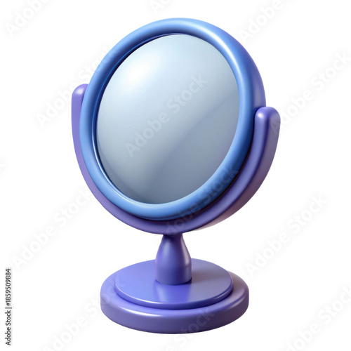3d render of a purple tabletop makeup mirror with a reflective surface for e-commerce transparent background