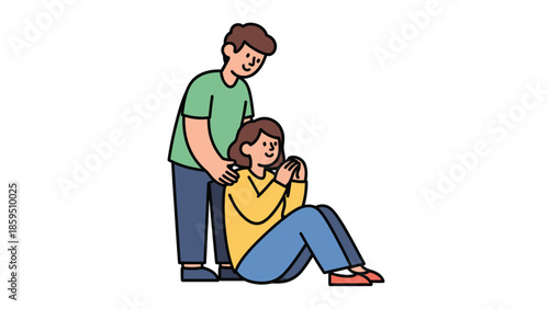 Comforting Support Illustration of a Person Consoling a Friend in Need