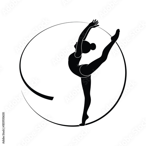 Elegant rhythmic gymnastics silhouette showcasing flexibility and graceful movement