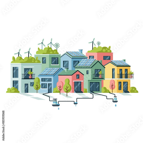 Sustainable Eco-Friendly Houses with Renewable Energy Sources.