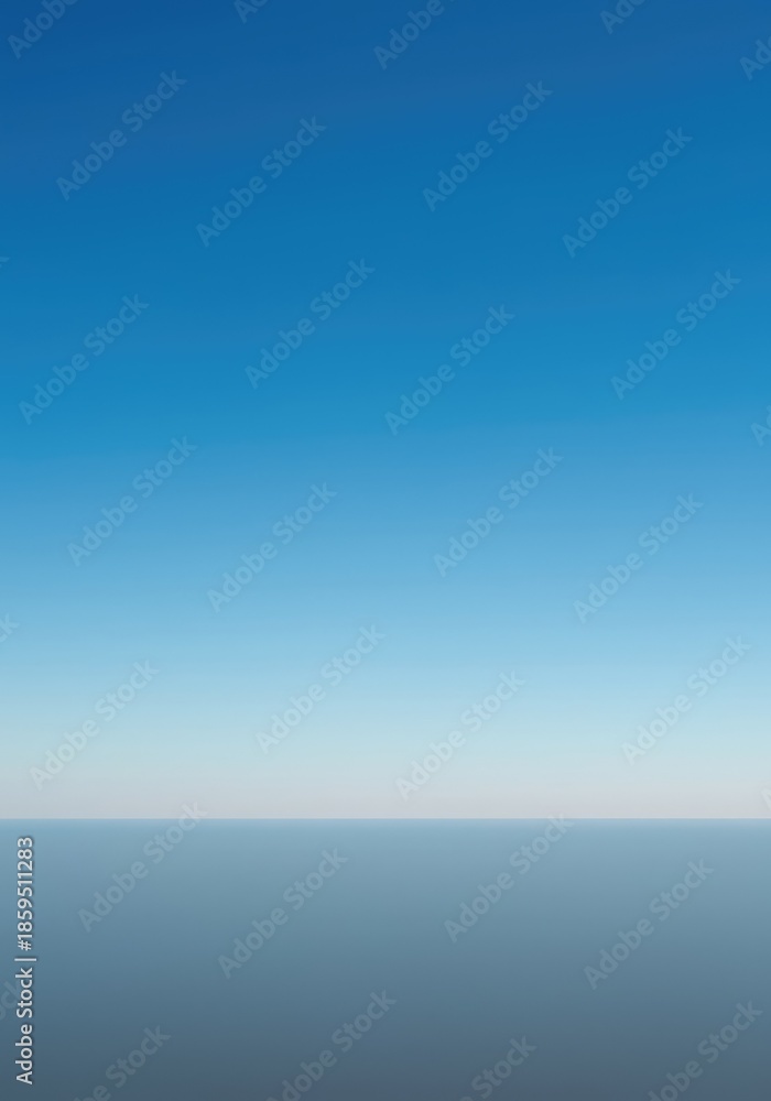 Obraz premium A peaceful, expansive, wide-angle view of a seamless horizon line where the vast blue sky meets a soft, empty, featureless ground plane ,wide ,subtle ,horizontal