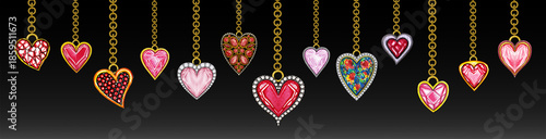 Jewelry design banner heart necklace by hand drawn.	
