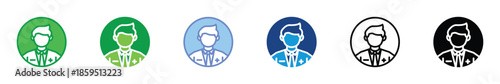 Doctor and Medical Professional Icon Set in Multiple Color Styles for Healthcare and Medical Services