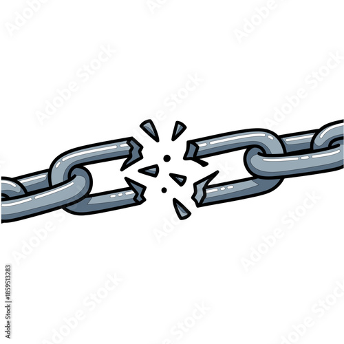 Illustration of a broken metal chain, symbolizing freedom and overcoming obstacles